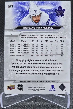 2023-24 Upper Deck Outburst Silver #167 Auston Matthews back
